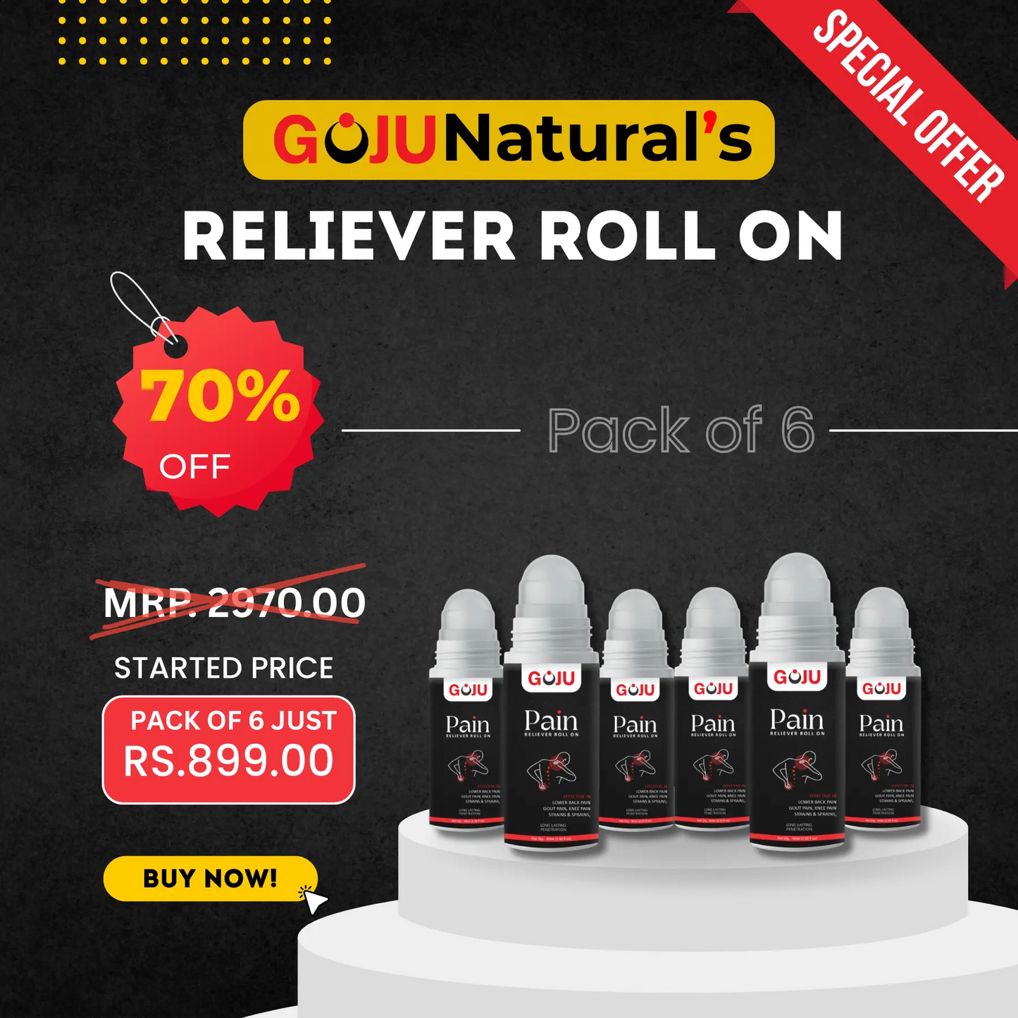 Goju Pain Reliever Roll-on 60ml Combo Goju Naturals
