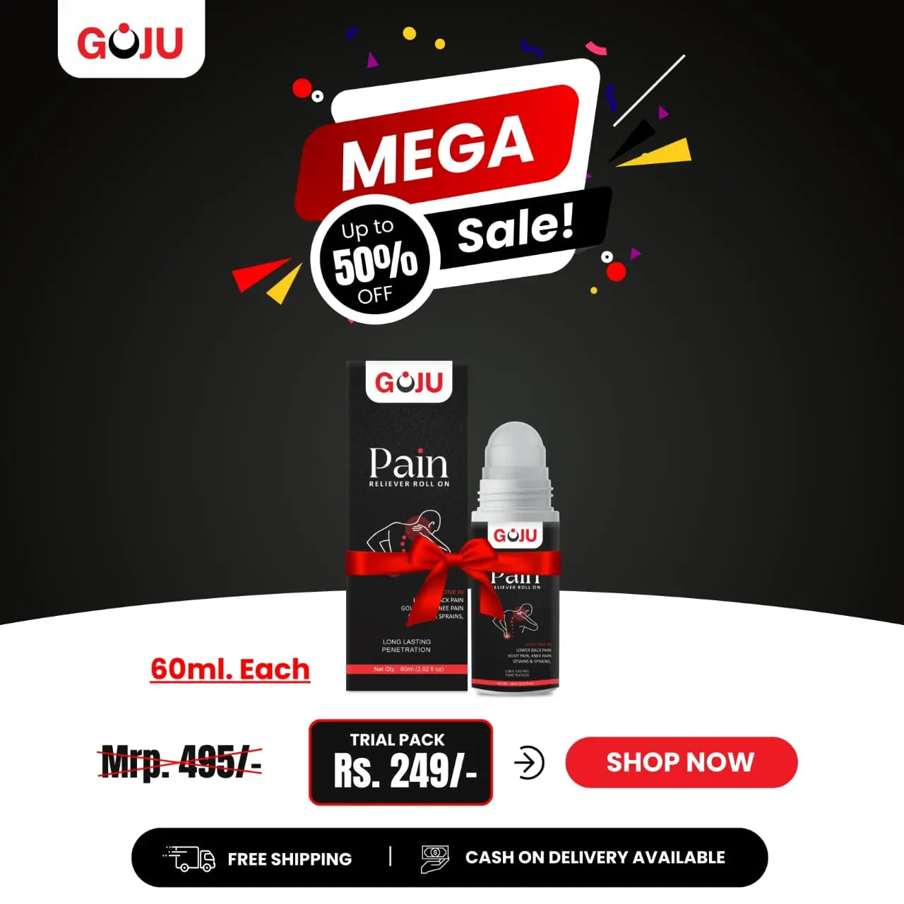 Goju Pain Reliever Roll On - 60ml - Goju Naturals