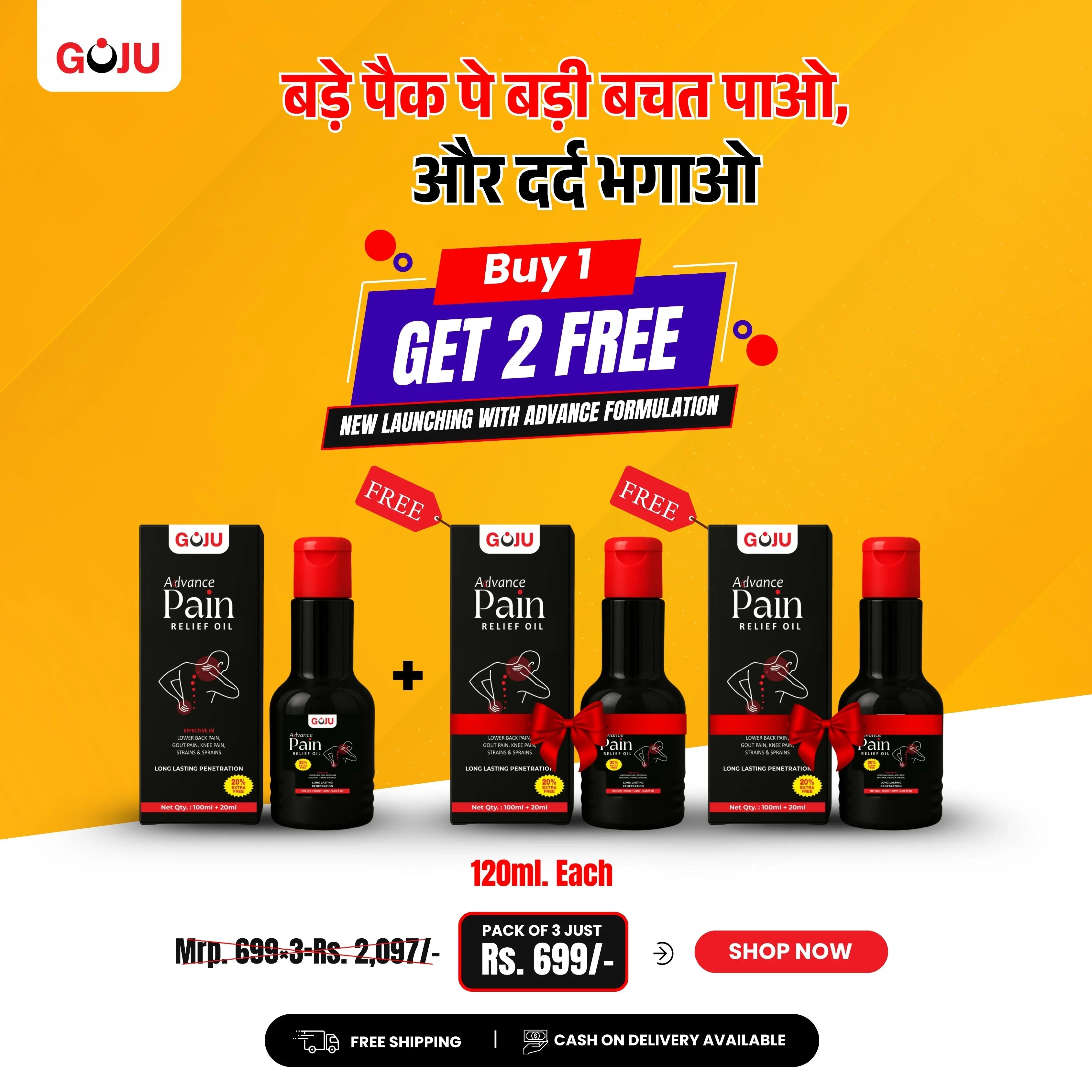 Goju Pain Relief Oil-120ml Buy 1 Get 2 Free Goju Naturals