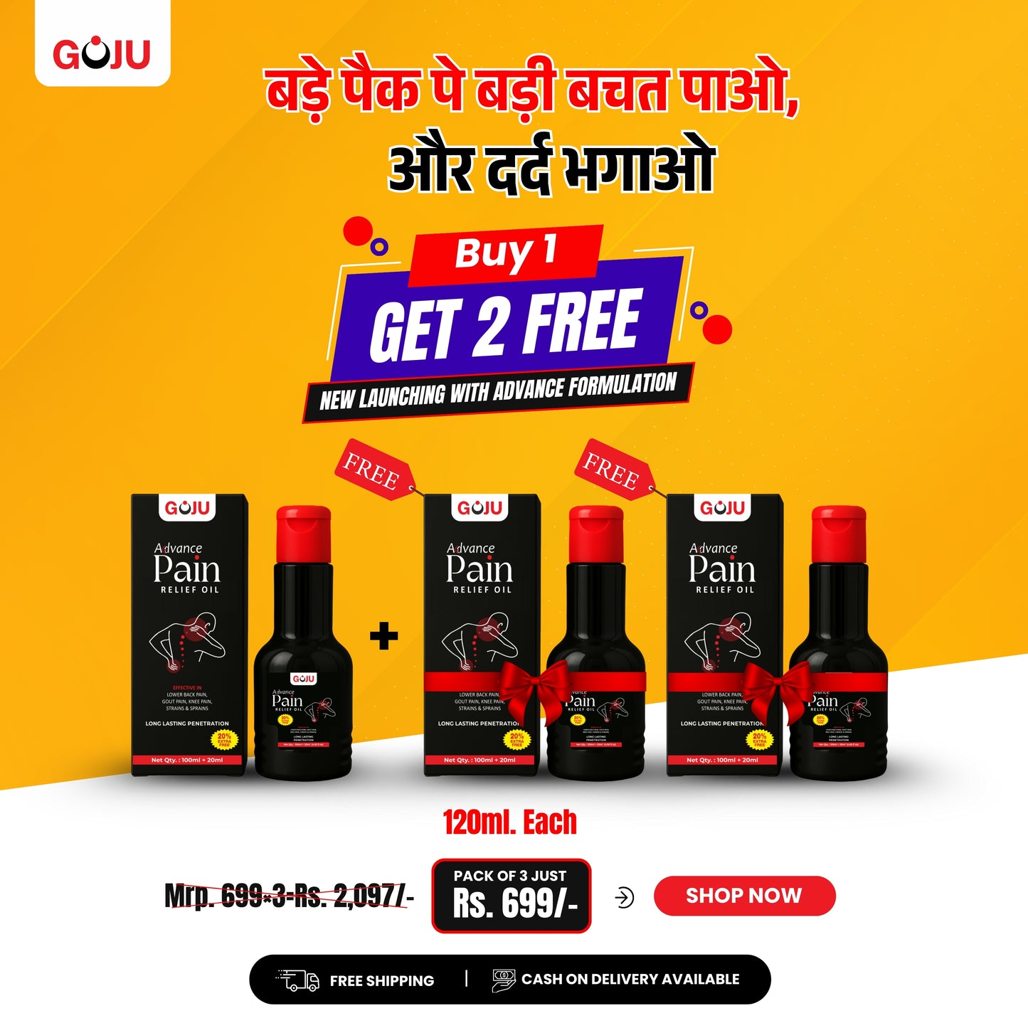 Goju Pain Relief Oil-120ml Buy 1 Get 2 Free