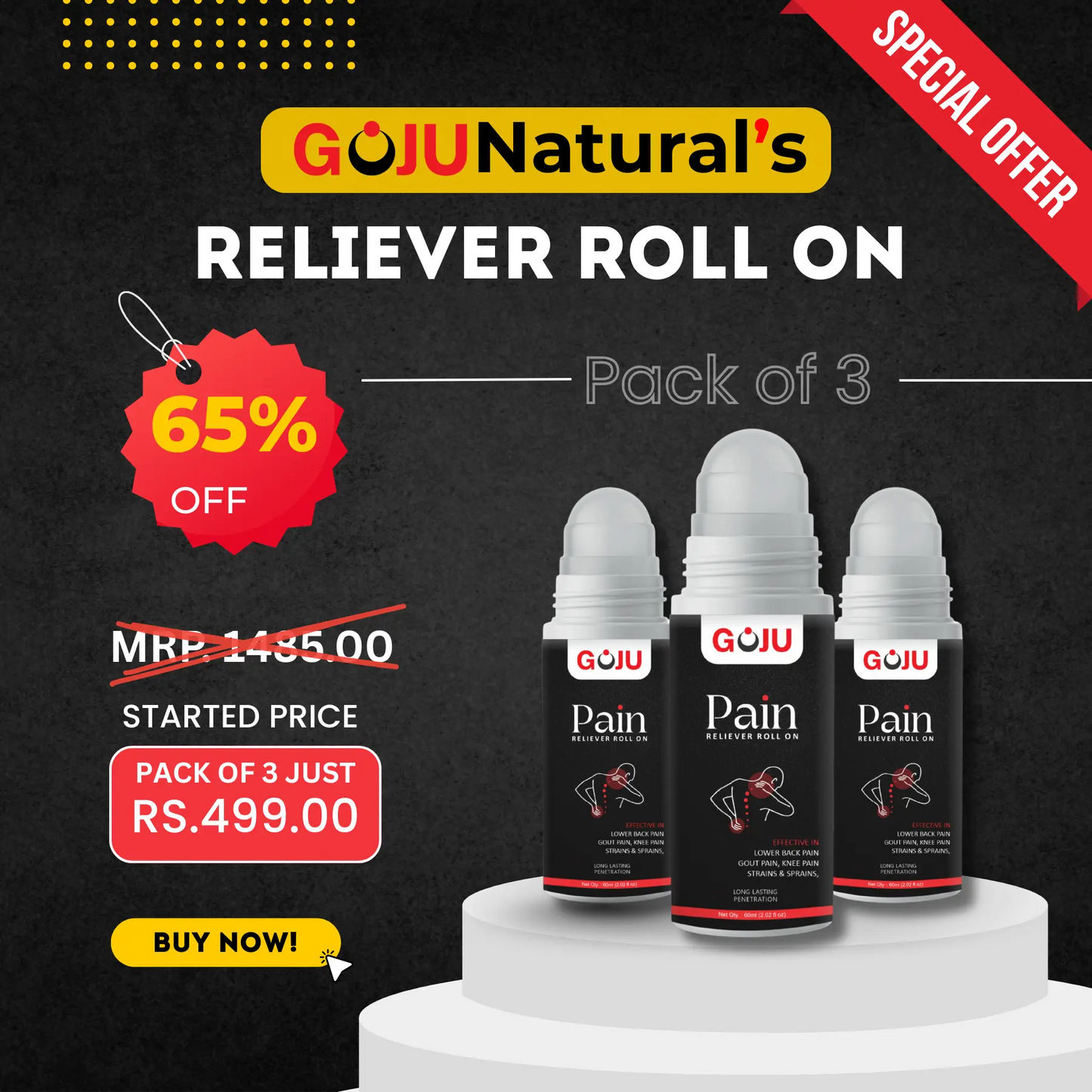 Goju Pain Reliever Roll-on 60ml Combo Goju Naturals